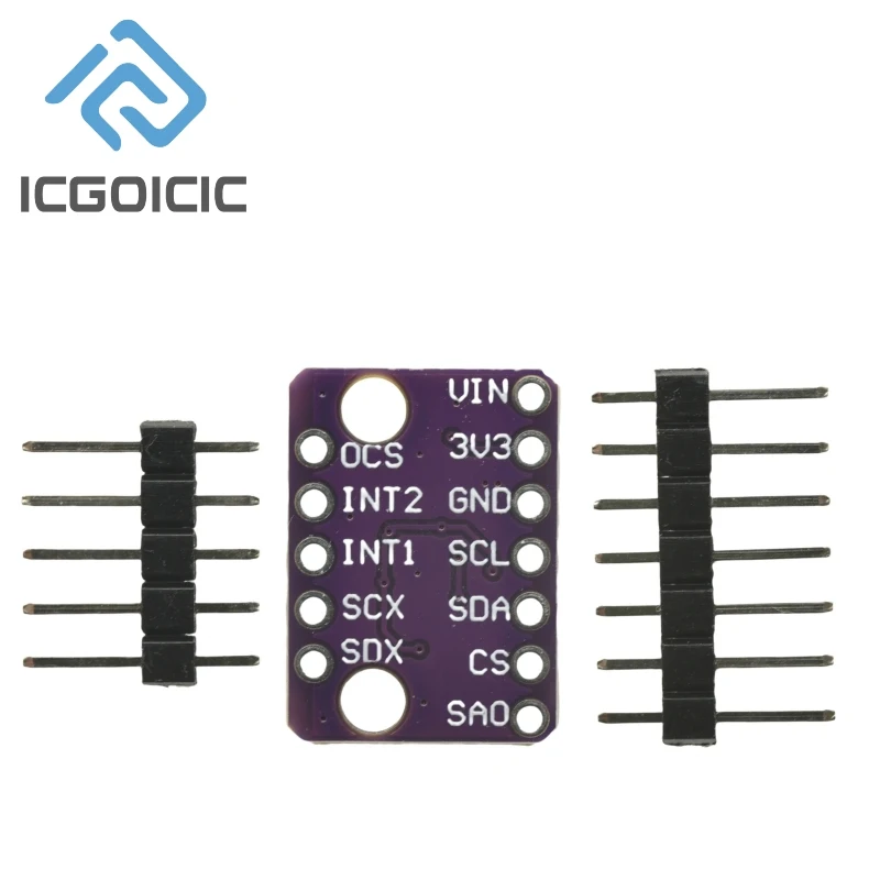 Gros plan sur le circuit imprimé du module capteur inertiel BMI160 6 axes pour drone, Arduino et robotique.