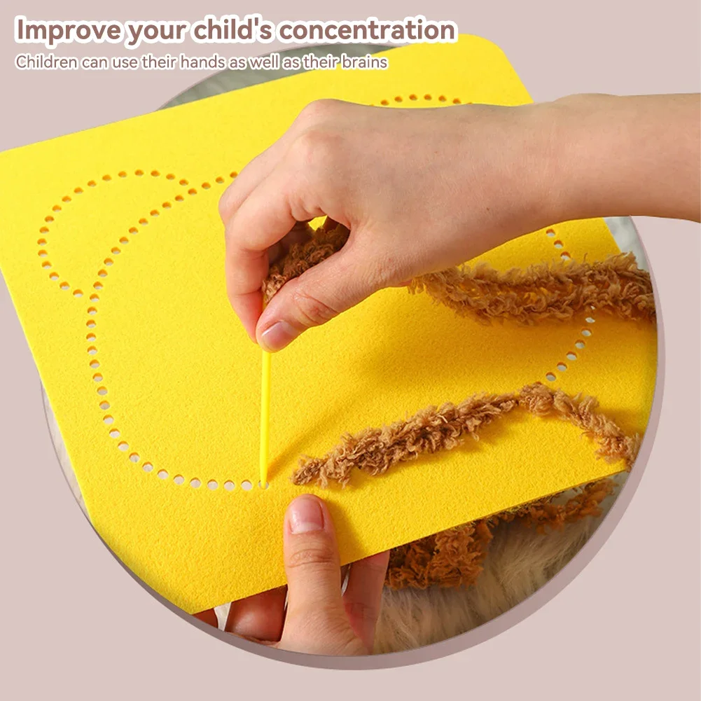 DIY Wool Felt Kit Cute Non-Finished Cartoon Animal Handcraft Kit for Needle Material Pack for Kids Beginner Gift