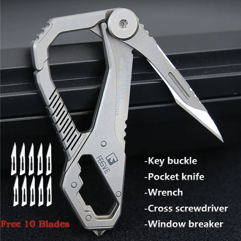 

Titanium Alloy Multi-function Keychain Mini Folding Knife Wrench Screwdriver Driver Tool Outdoor EDC Self-defense Tool