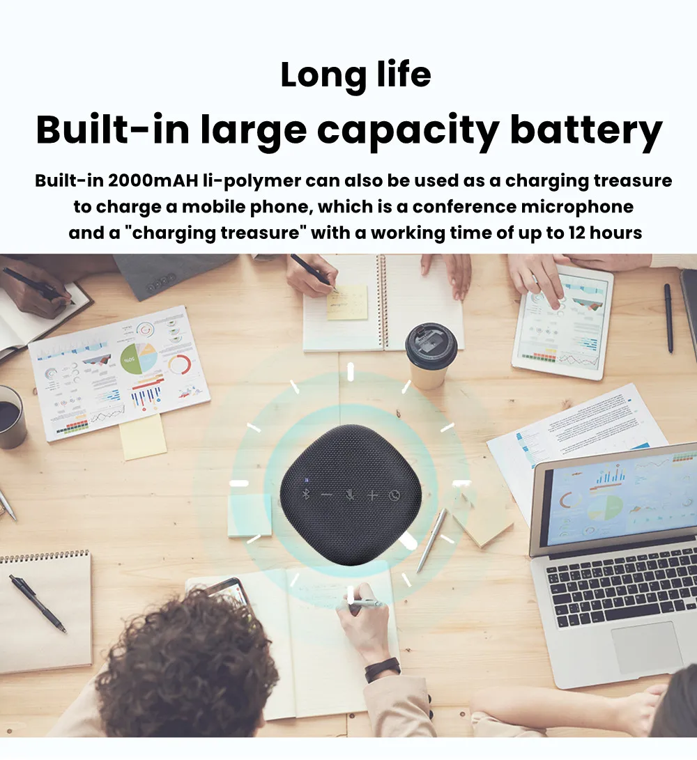 360&deg; Omni-directional Microphone 5M Radius Pickup Wireless Conference Speaker wireless conference speaker USB Bluetooth Microphone for Conference Meeting