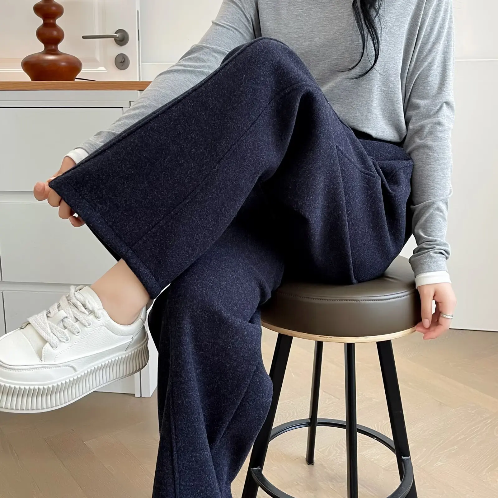 XXXXL Fashion Plus Size Women's Straight Pants 2025 Autumn New Style Simple Thickened Curved Casual Trousers 888