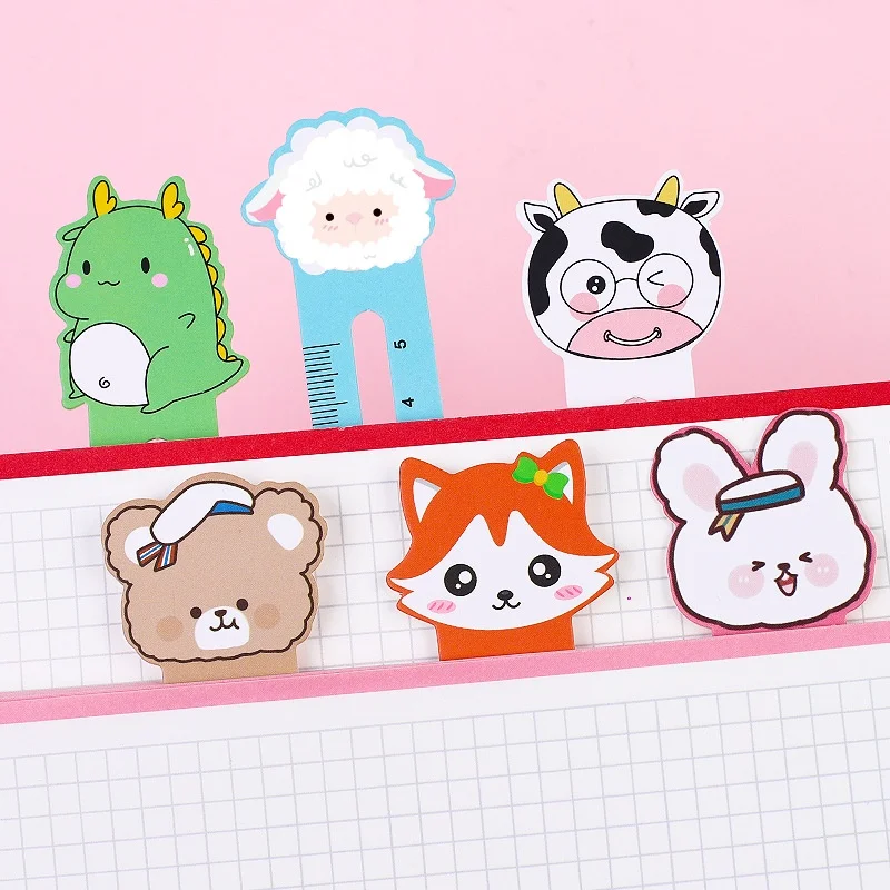 Cute Cartoon Ruler Bookmark Creative Animal Paper Bookmark Kawaii Student Kid Stationery School Supplies 50pcs paper bookmark