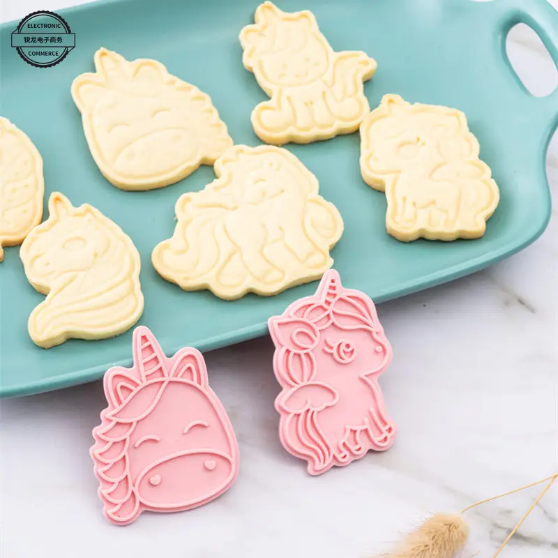 Unicorn Shape Mold Baking Accessories Cartoon Home Handmade DIY 3D Press Mould Cookie Frosting Fondant Cake Decoration Tools