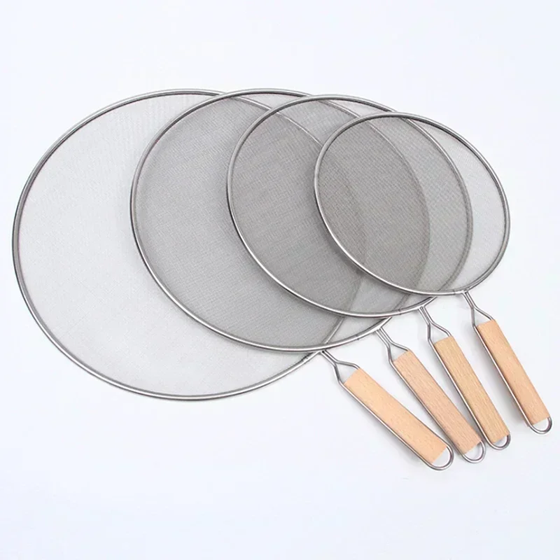 1Pcs 21cm/25cm/29cm/33cm Stainless Steel Splatter Screen Mesh Pot Lid Cover Oil Frying Pan Lid Cooking Tools