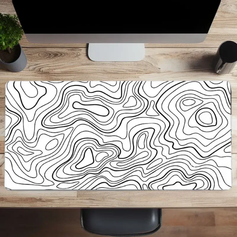 White Terrain Contoured Gaming mousepad Lengthened Extension Pad Terrain Desktop Pad Keyboard Mousepad 2mm thick non-slip base a 5