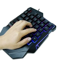 USB Wired Gaming Keyboard with LED Backlight 35 Keys sades Wide Hand Rest One handed Membrane