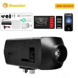 Diesel Heater 2KW 12V/24V Diesel Air Parking Heater with Bluetooth APP Control Upgraded LCD Switch Fast Heating for RV Car Truck