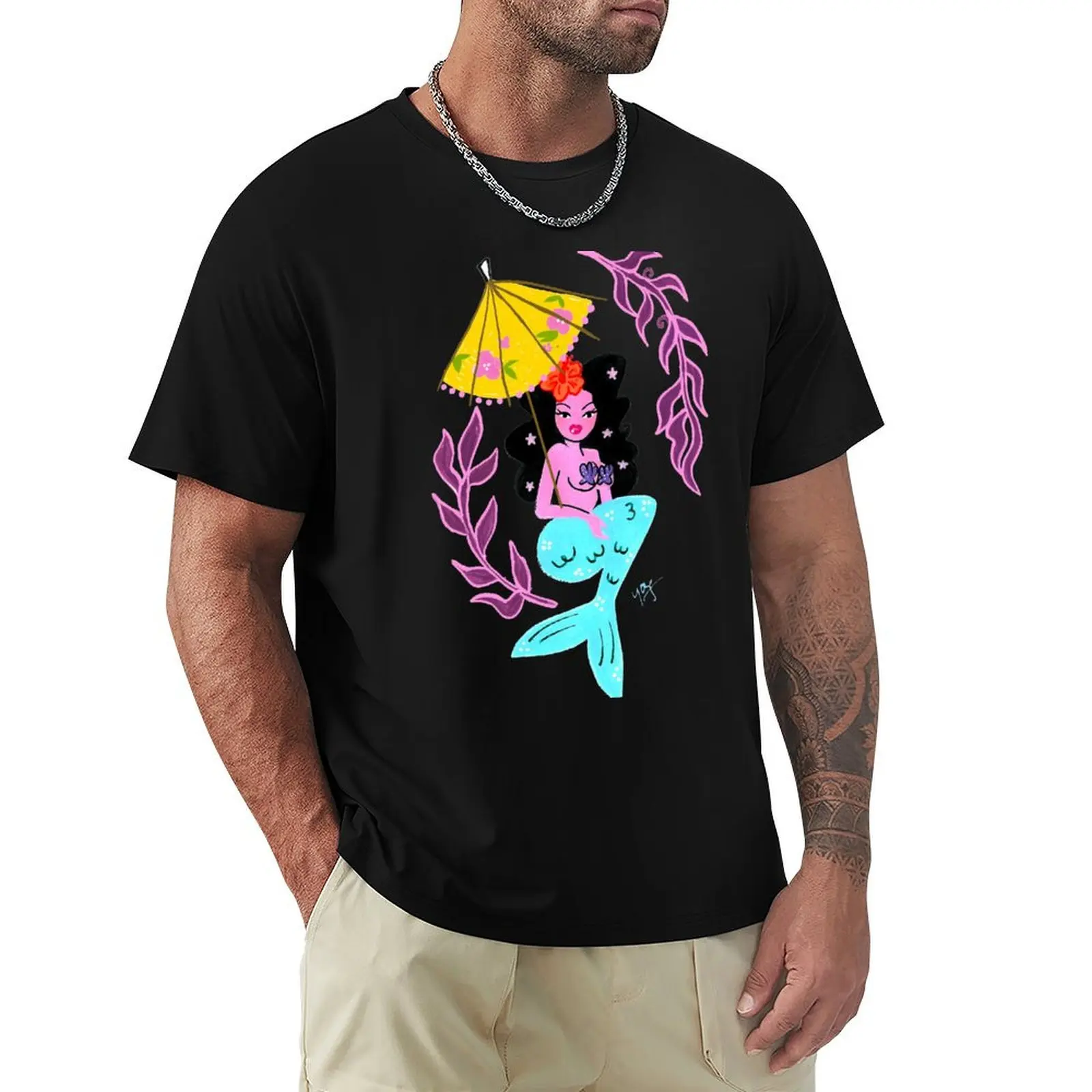 

Cocktail Mermaid T-Shirt hippie clothes blanks new edition oversized t shirt men