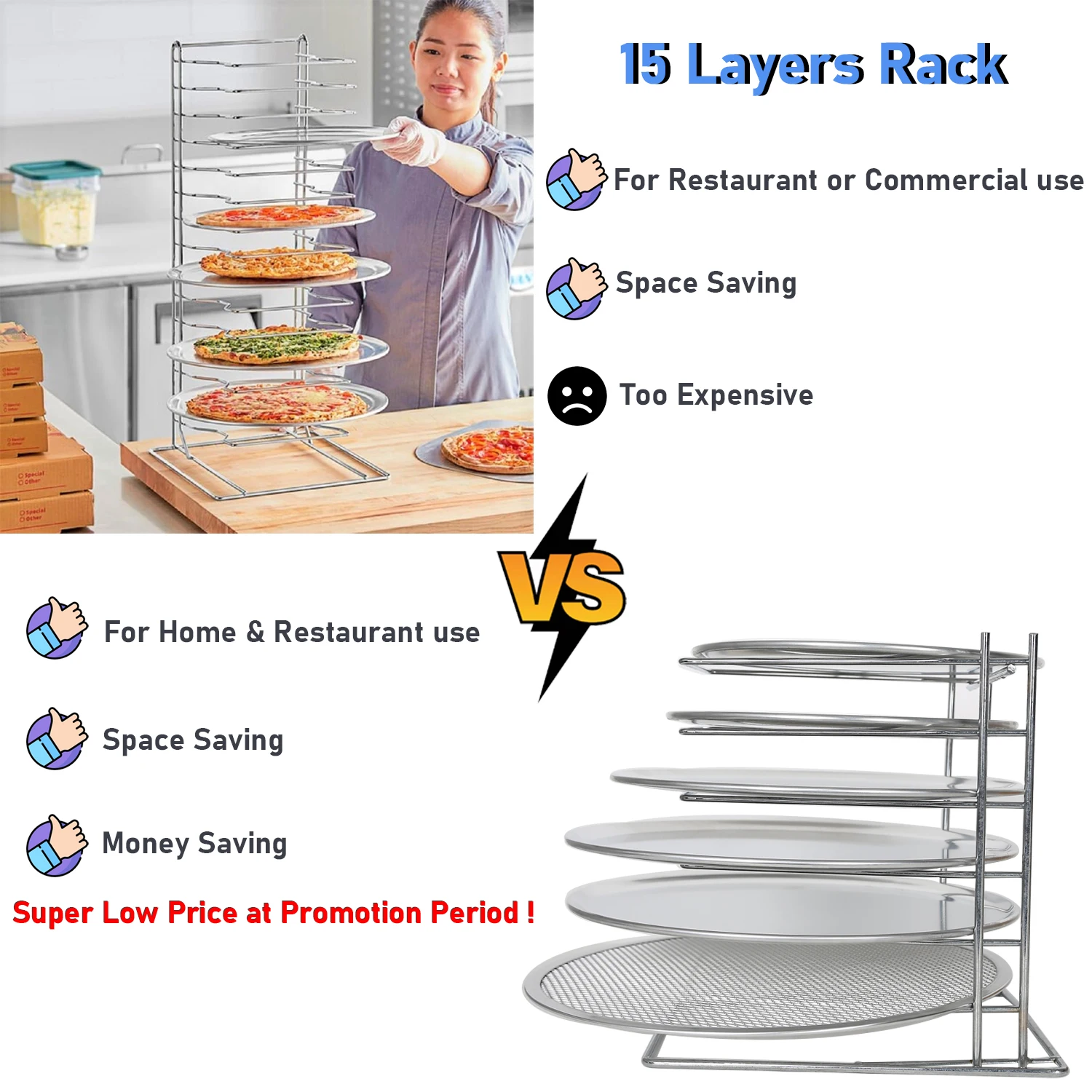 Pizza Pan Stand 6 Layers Stainless Steel 11 inch Pizza Pan Rack Holder For Party et Table Platter Tray Display pizza saver stands
