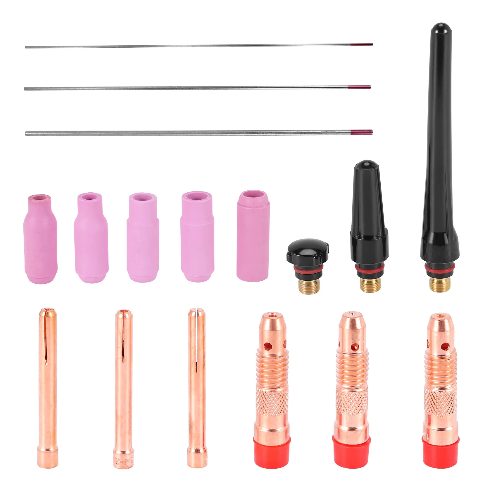 

17Pcs Welders Welding Torch Tig Cup Collet Body Nozzle Kit Tungsten Electrode For Wp-17/18/26 Tig Welding Torch