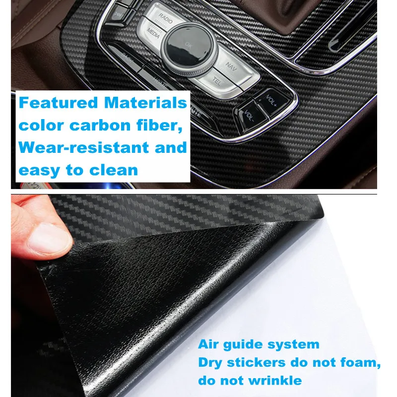 Black 7D Carbon Fiber Car Wrap High Gloss Vinyl Wrap Film Roll Bubble Free Air Release for Cars Laptops Phones