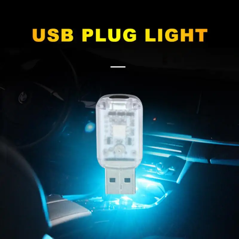 Mini LED Night Light USB Car Light LED Atmosphere Auto Ambient Nightlight Neon Interior Lamp Emergency PC Mobile Power Charging Book Light