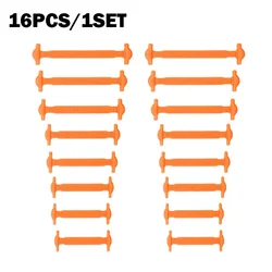 Elastic No-Tie Shoelaces - Unisex Silicone Stretch Bands (16-Pack) (Orange-16Pcs-Adult)
