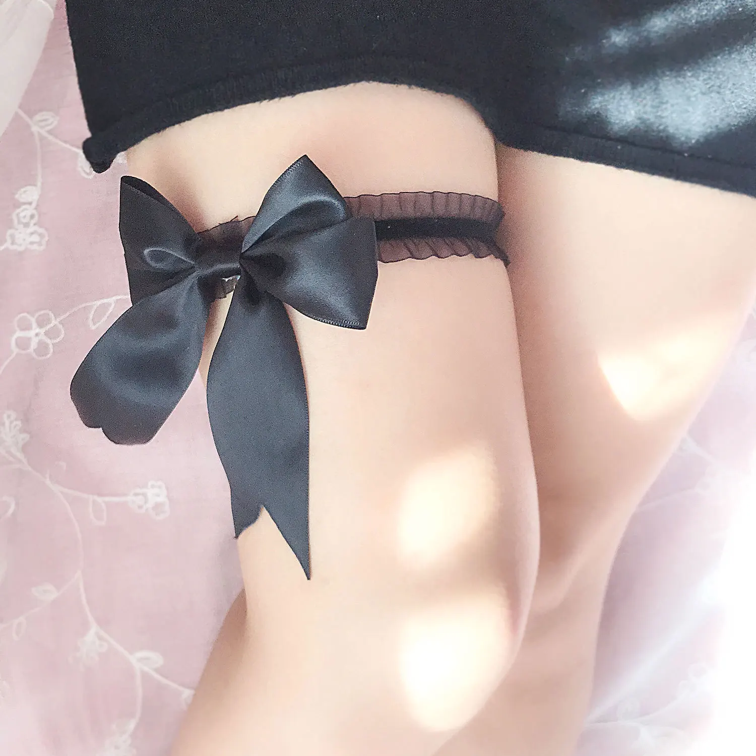 

Wedding Garters for Bride with Satin Bowknot Stretch Prom Garter Black Women Wedding Bridal Legs Ring Garter 2pcs/ Set