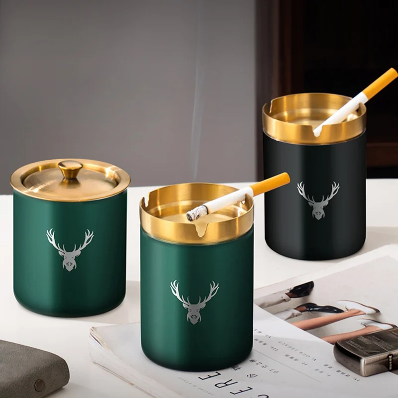 Round Metal Stainless Steel Ashtray Smokeless Cigar Office Home Decor stainless steel ashtray metal ashtray cigarettes ashtray