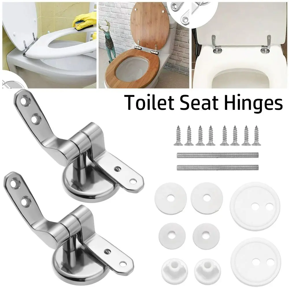 Pair of Toilet Chrome Hinges With Fittings Toilet Seat Replacement Mountings