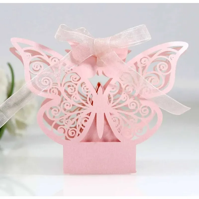 10pcs Hollow Butterfly Gift Box Creative Laser Cut Wedding Candy Box Cookie Box Packaging