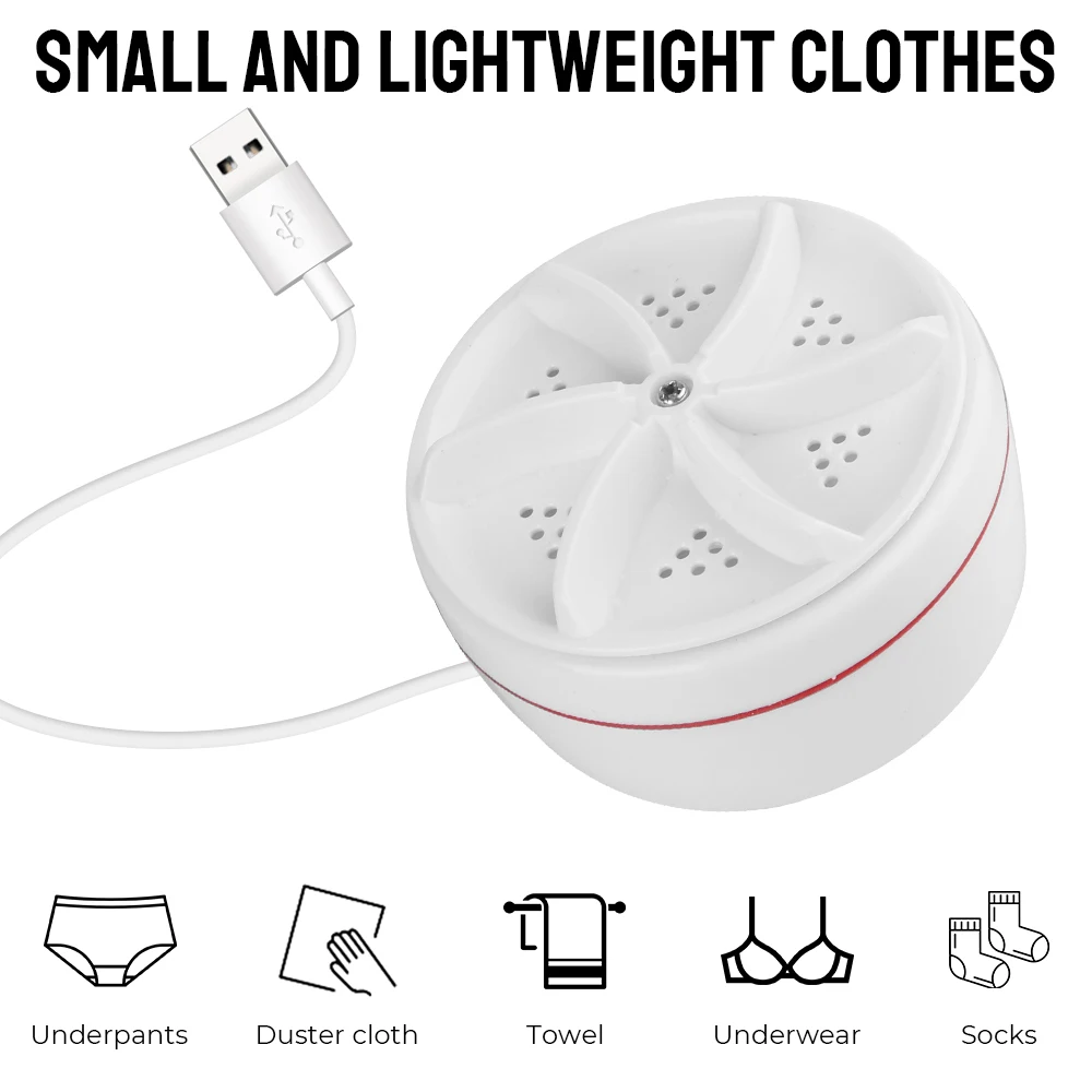 For Travel Home Business Trip Removes Dirt Washer Clothing Mini Washer Portable Rotating Turbine USB Wash Dishes Multifunction