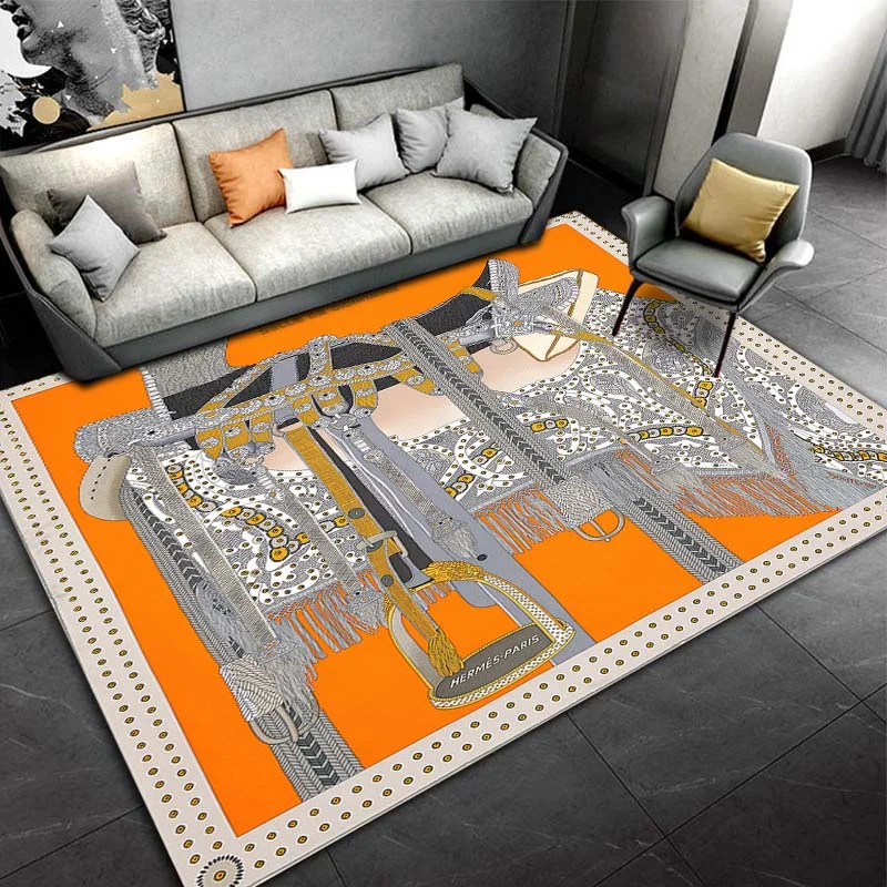 Tappeti Di Lusso In Stile Modello H-Hermes Per Soggiorno Tappeto Antiscivolo Corridoio Decorazioni Per La Casa Camera Da Letto Tappetini Per La Casa L