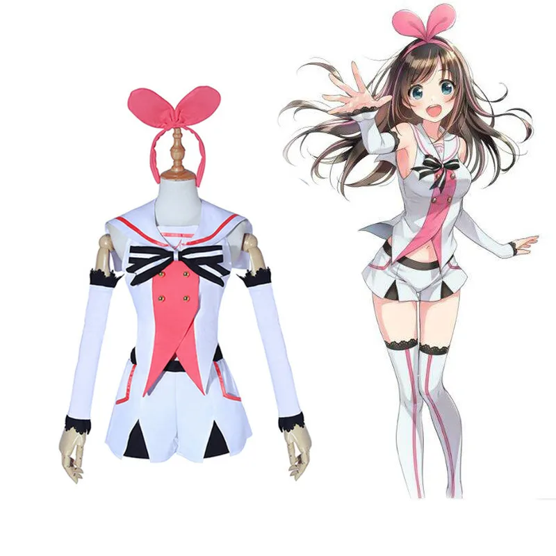 

New Kizuna AI Virtual Cosplay Youtuber AIChannel Kizuna AI Cosplay Costume Super AI Cosplay Full Sailor Jacket Shorts skirt
