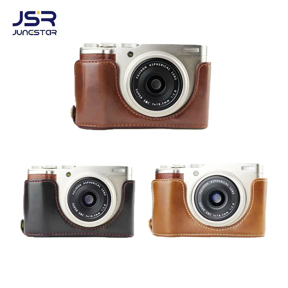 Nuova Custodia Per Fotocamera In Pelle Pu Mezza Copertura Per Fujifilm Xf10 Fuji X-F10 Custodia Inferiore Apribile Caffè Marrone Nero