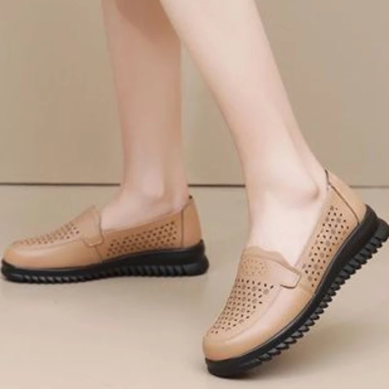 

Shoes for Women 2023 Fashion Spring and Autumn Women's Flats Solid Color Hollow Out Breathable Round Toe Zapatillas De Mujer