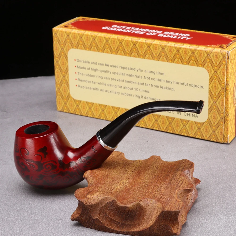 Wood Smoking Pipe with Carved Flowers Removable and Washable Tobacco Pipe For Smoking Accessories Exquisite Holiday Gifts tobacco pipe tobacco smoking accessories