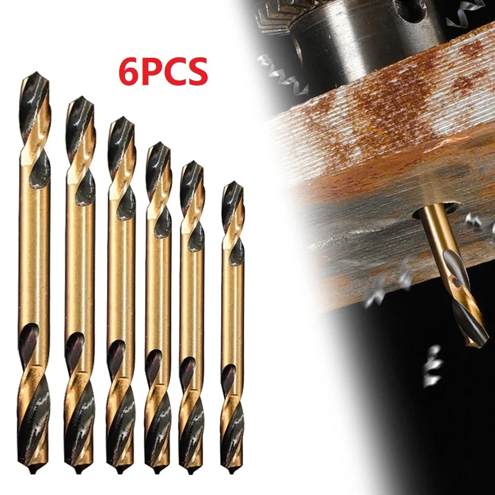 6pcs HSS Double-Headed Twist Auger Drill Bit Set Double Ended Drill Bits For Metal Stainless Steel Iron Wood Drilling Auger Bit