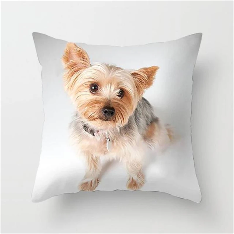 2022 Yorkie Bichon Frise Yorkshire Decorative Print Pillowcase Car Decor Cute Dog Cushion Cover Bedroom Sofa Waist Cushion Cover