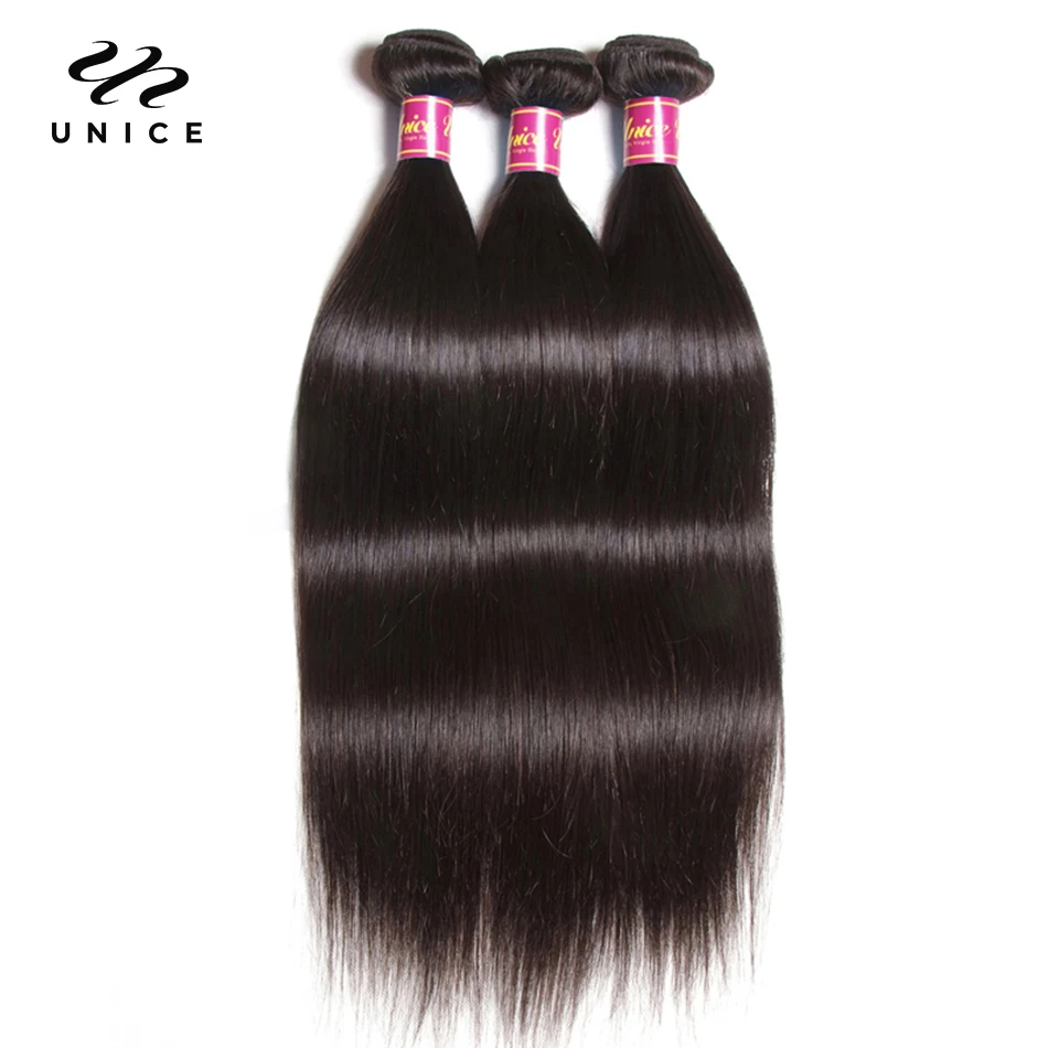 UNICE HAIR 30 Inch Brazilian Bone Straight Hair Bundles 100% Human Hair Weave Bundles Straight Virgin Human Hair 1/3/4 Bundles