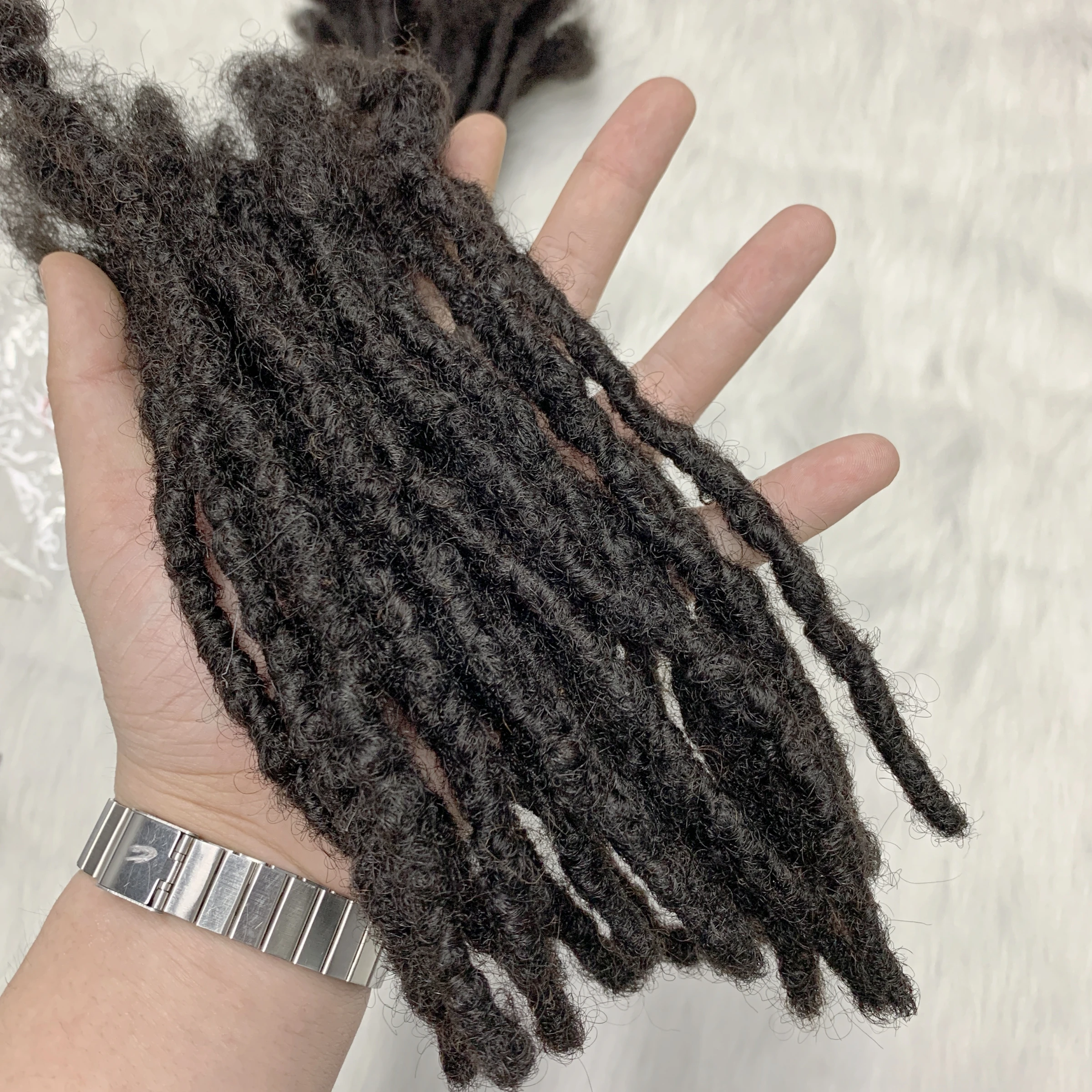 0.6cm Inter Locs 100% Boho Braids Human Hair Dreadlock Extensions Raw Brazilian Hair Full Handmade Real Loc Extensions 8Inch