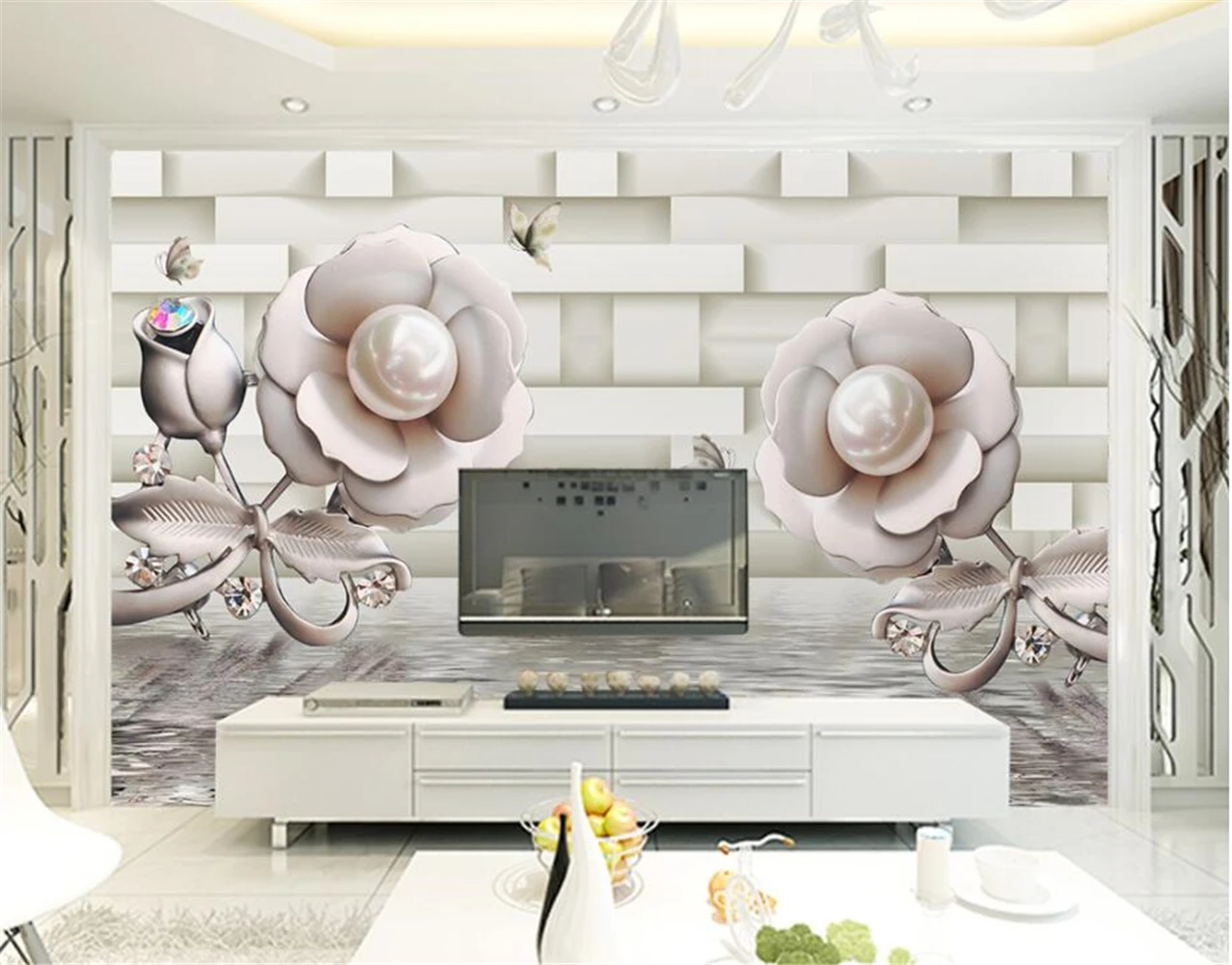 Custom Papel De Parede 3D Flower Photo Mural Wallpaper for Sofa Backdrop living room bedroom decoration wall papers home decor