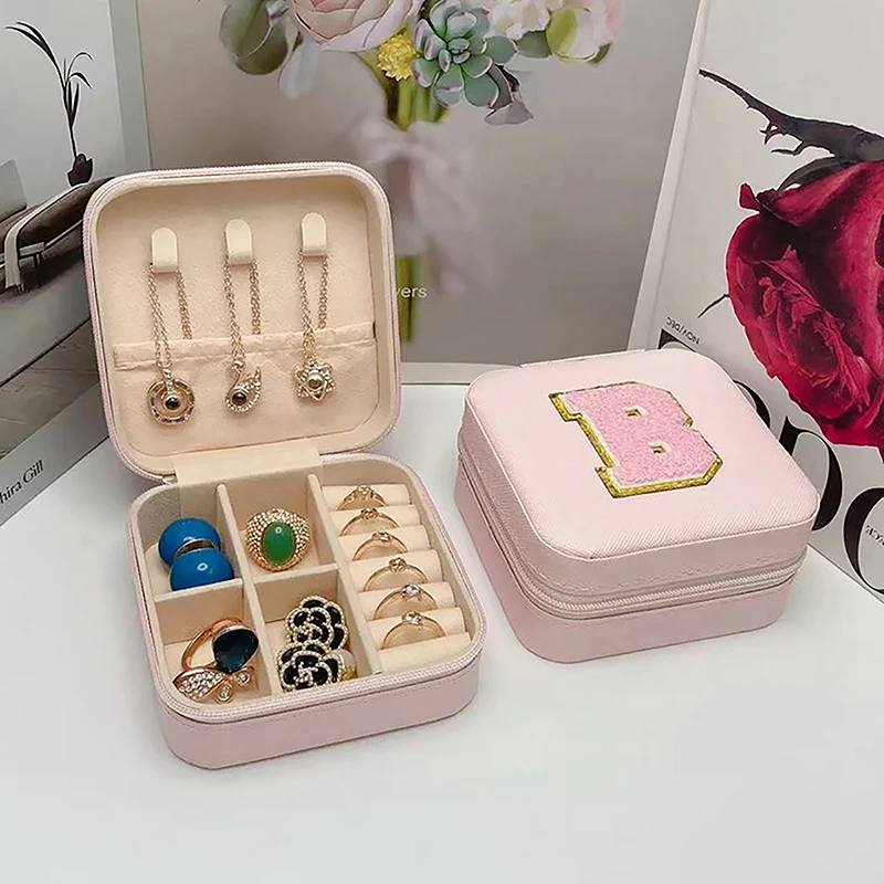 

Mini Jewelry Storage Box Portable Home Travel Earrings Necklace Storage Case For Women Ring Organizer PU Leather Display Case