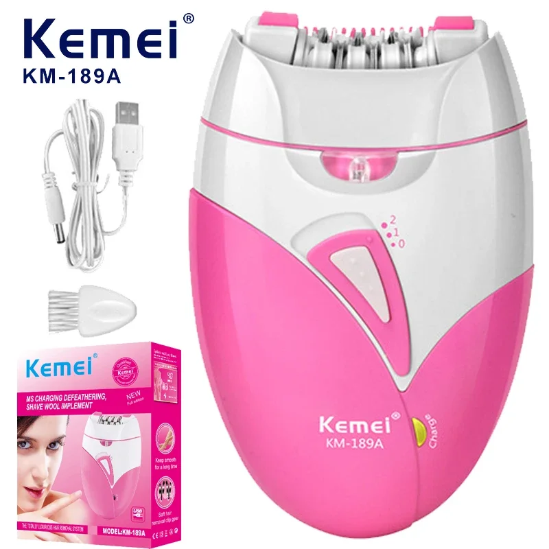 Kemei-مزيل شعر كهربائي قابل لإعادة الشحن للنساء ،...