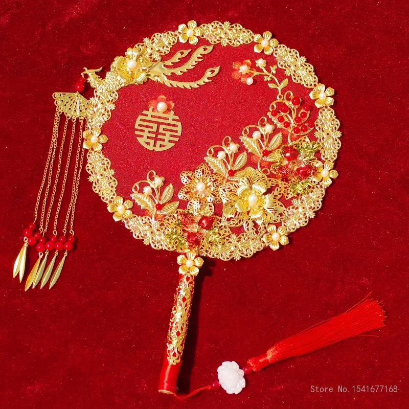 Creative Ancient Chinese Style Bridal Fan, Wedding Accessories, Bride's Group Fan, Home Decoration Crafts, 1Pc