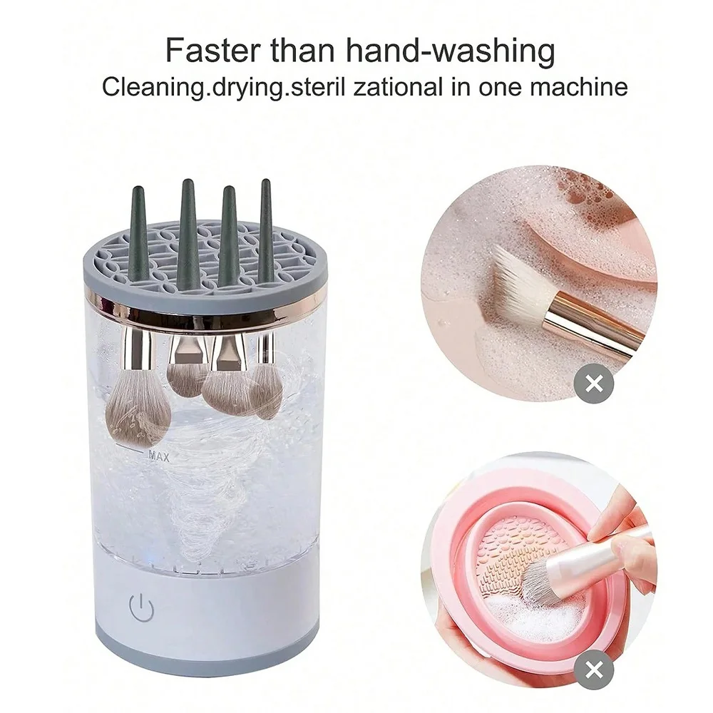 Automatic Makeup Brush Sonic Cleaning Machine Drying Stand Electric Cosmetic Brush Cleaner Device Eye Shadow Brush Washing Tools