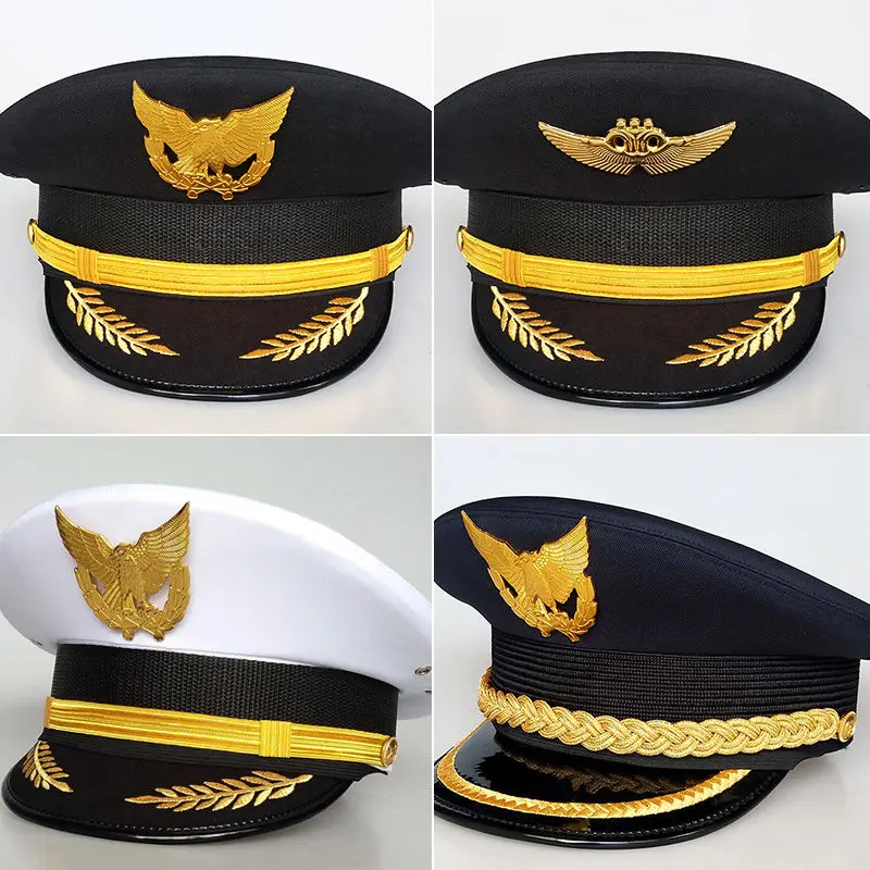 Captain's Hat Big Cornice Hat Aviation Cap Pilot's Hat sailor hat