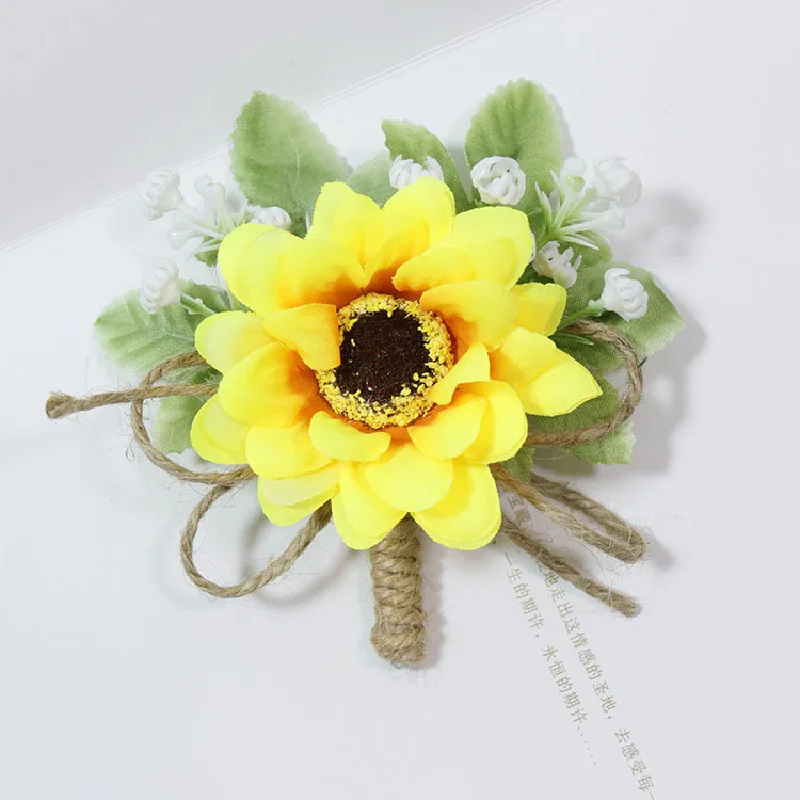 Boutonniere And Wrist Corsag Banquet Party Bust Bracelet Flower Wedding Supplies Sunflower Flap Flower 458