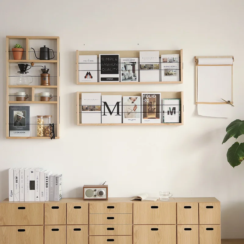 Wall-Mounted Bookshelf Magazine Rack Storage Organizer Living Room Display Shelf Decorative Simple Office Furniture Estante FYMR