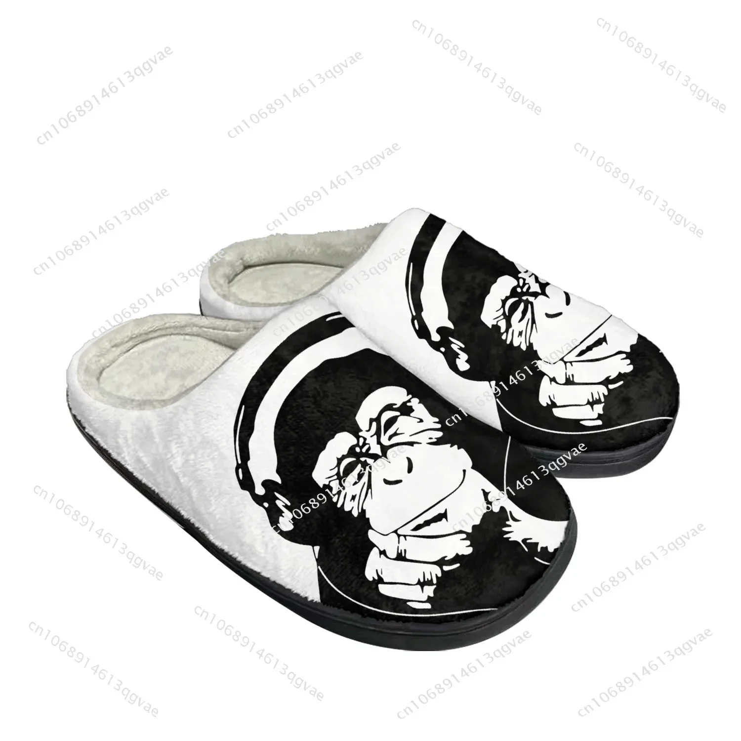 Banksy Thinking Chimp Home Cotton Custom Slippers Mens Womens Sandals Plush Bedroom Casual Keep Warm Shoe Thermal Slipper Black