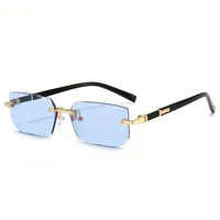Lunettes de soleil rectangulaires sans bords, mode populaire pour femmes et hommes, petites lunettes de soleil carrées pour femmes et hommes, Oculos de voyage d'été 4