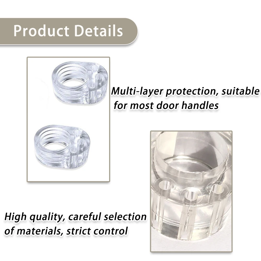 Door stopper 8 4pcs handles punch free transparent round protection knob bumper