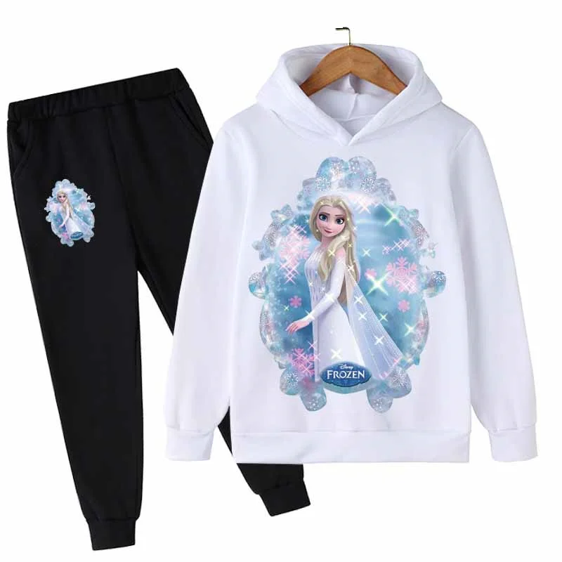 

Children and Adults Frozen Elsa Anna Merry Christmas Cartoon Hoodies Tops Long Pants 2pcs Set Clothes Girls Clothing Suit