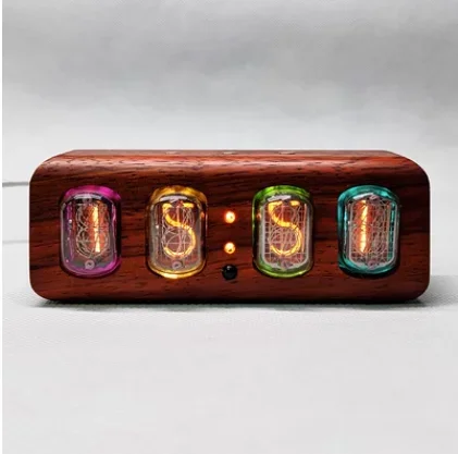Former Soviet Union IN12 glow nixie tube  Simple Bluetooth control glow lamp table clock Alarm clock True glow tube Rosewood  