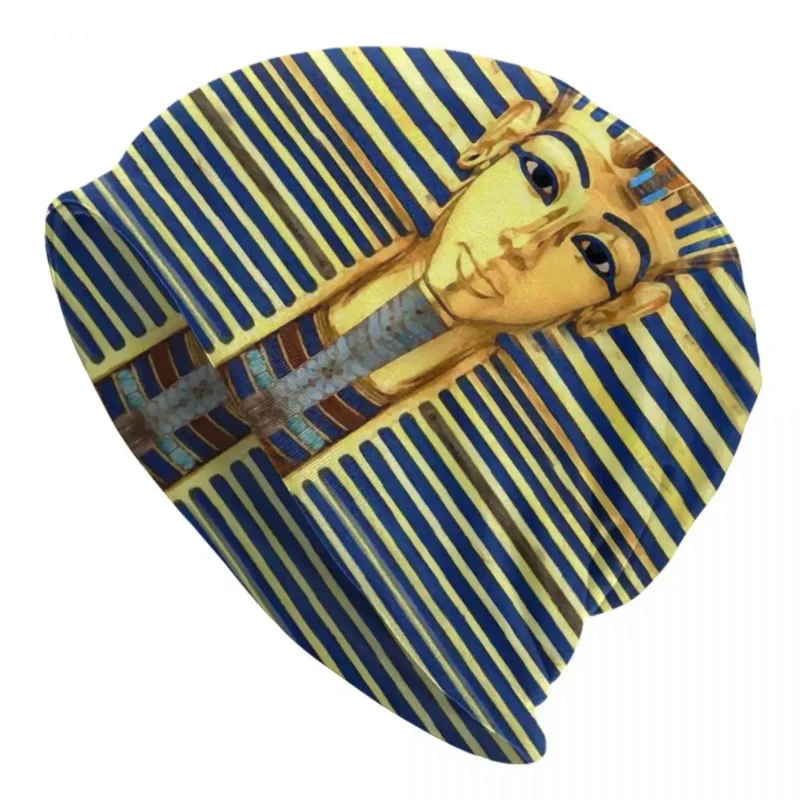 

Pharaoh King Tut Gold Lapis Skullies Beanies Caps Winter Warm Knitting Hat Unisex Adult Egypt Egyptian Hieroglyphics Bonnet Hats