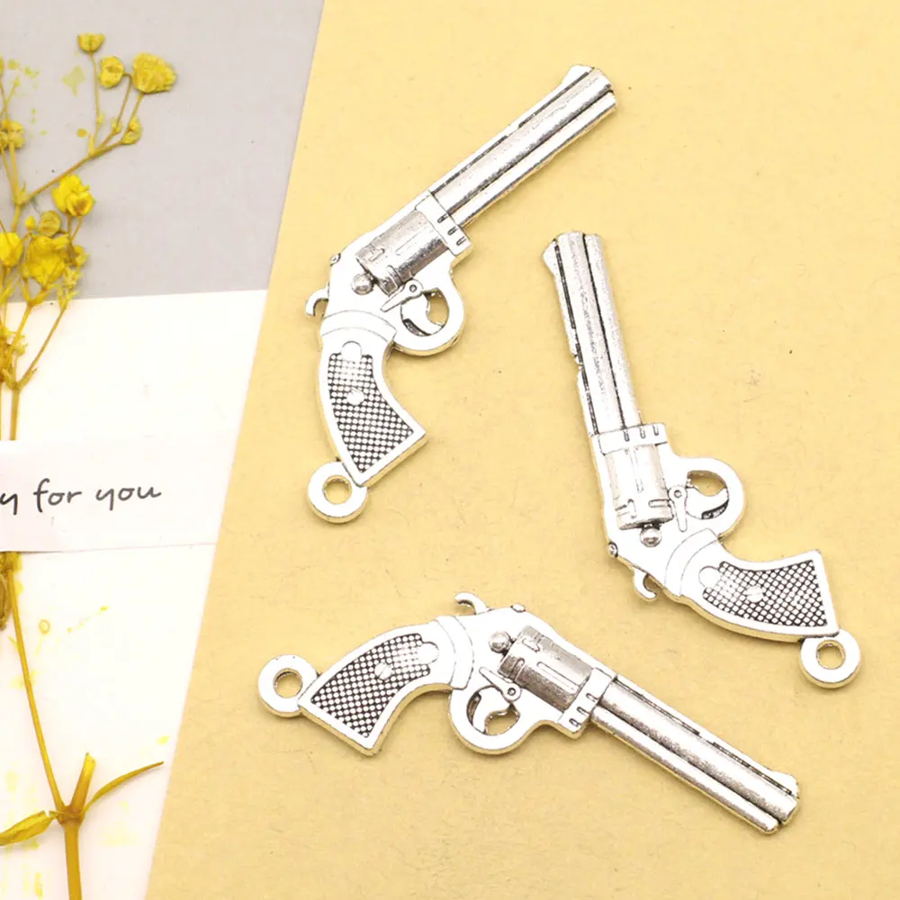 

2pcs 19x60mm Guns Charms Jewellery Making Pendants Crafts Accessories Jewelry For Women Antique Silver Color