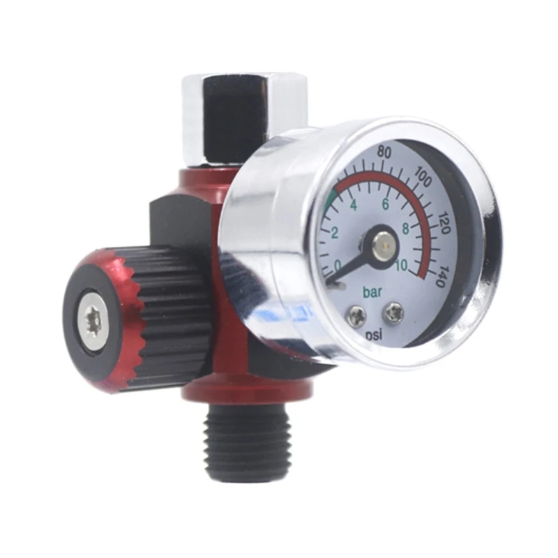 

G1/4 Air Pressure Regulator Adjustable Pneumatic Reducing Valves Gauge 0-140psi Drosphip