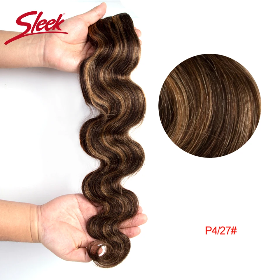 Sleek Brazilian Blond P4/27 P6/27 Body Wave Human Hair Weave Bundles Natural Remy Brown P6/30 P1B/30 Colored Hair 4