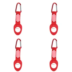 Outdoor Carabiner Water Bottle Holder with Rubber Buckle Clip - Hiking & Camping Accessory (Red 4PCS)