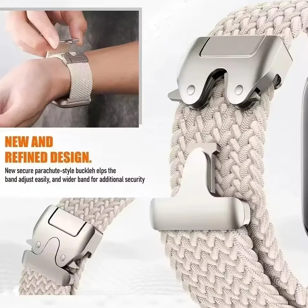 Braided Nylon Loop Strap with Parachute Buckle - Comfortable Adjustable Band (22mm/20mm)